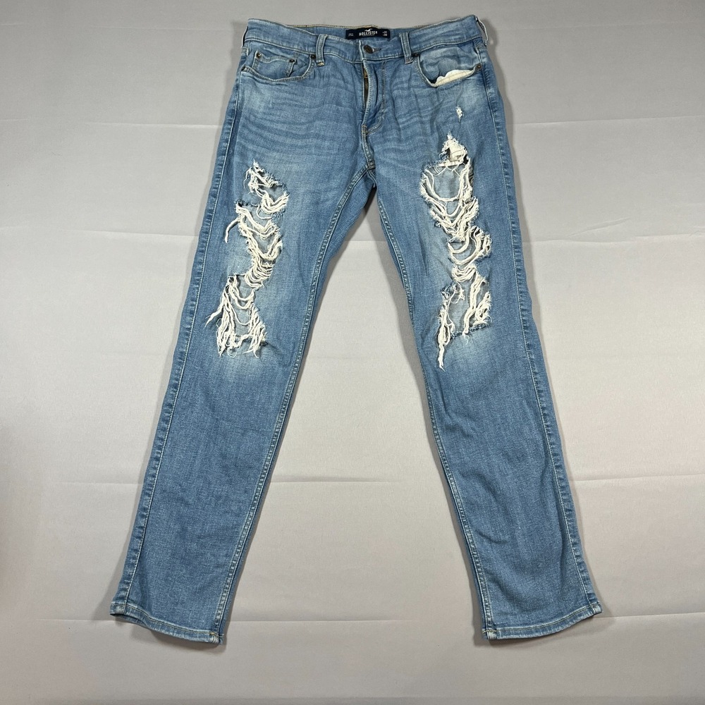 Hollister Skinny Fit Jeans Womens 31x32 Blue Denim Advanced Stretch Distressed